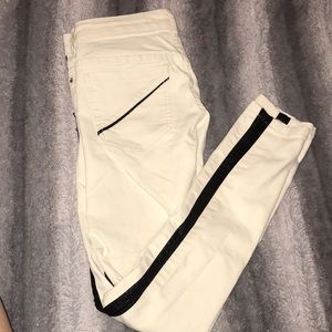 Free People White Jean With Leather